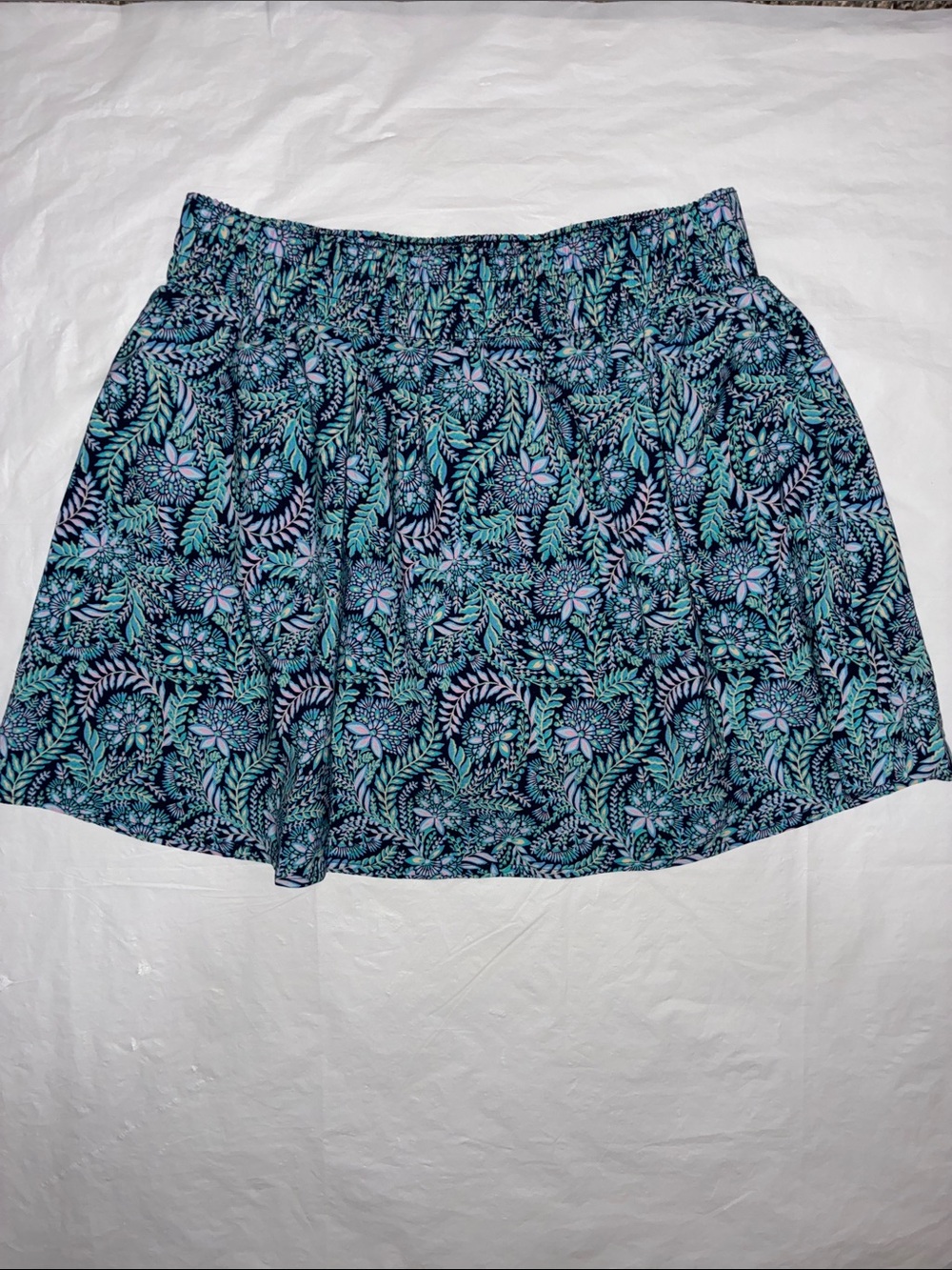 Tommy Bahama Navy Teal Floral Skater Skirt